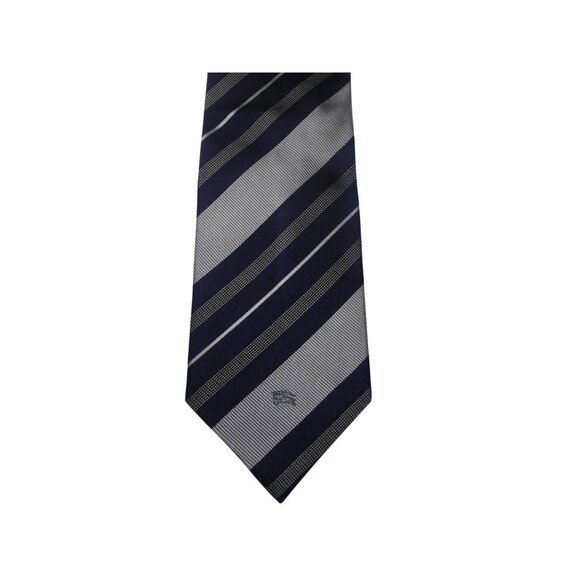 Vintage Burberrys Men's Blue Gray 100%‎ Silk Repp Tie - Picture 5 of 6
